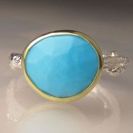 Janish Jewels Rose Cut Sleeping Beauty Turquoise Twig Ring 18k, $128