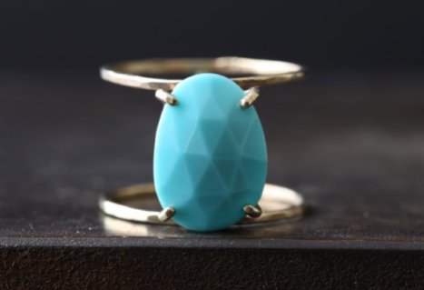 Lex Luxe Turquoise Rose Cut Cage Ring, set in 14K gold, $360