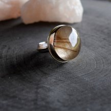 Moon and Forge Studio Gold Ring - Gold & Rutile Quartz - Silver and Gold Ring - Golden Rutilated Quartz - The Rustic Collection