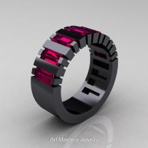Art Masters Men's Black Gold and Rhodolite Engagement Ring, $2199