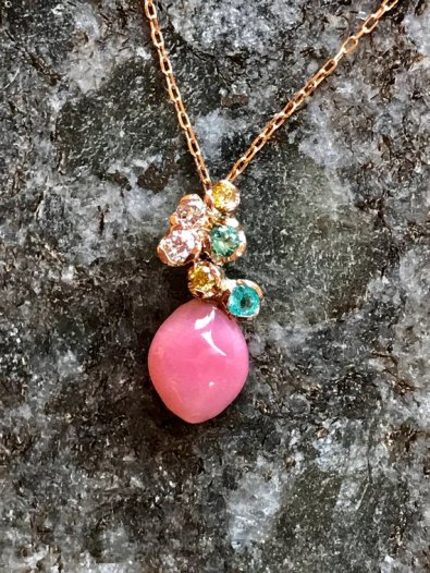 Conch Pearl, Diamond and Tourmaline Necklace, La Corser Jewelry, $2060